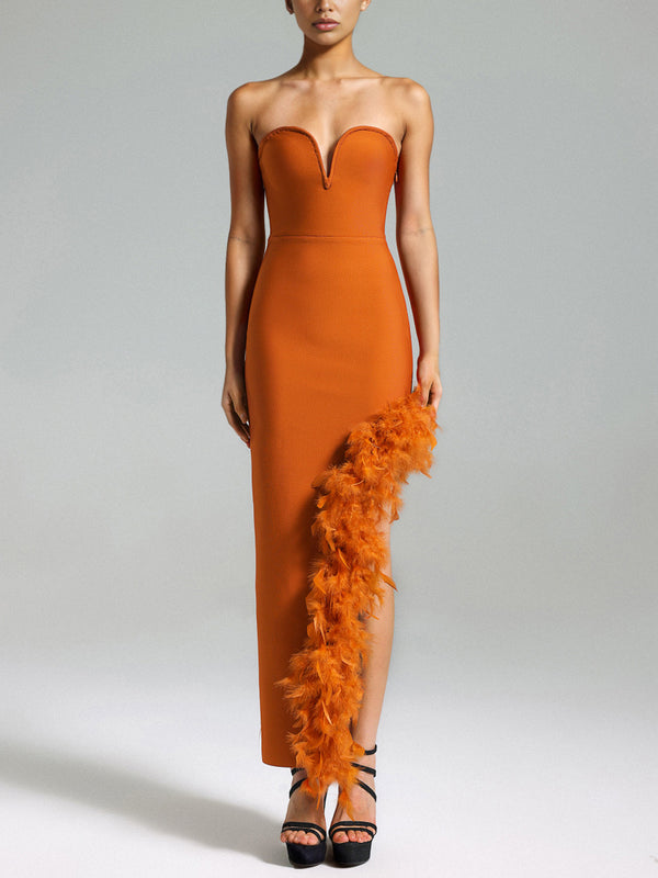 Orange Strapless Dress