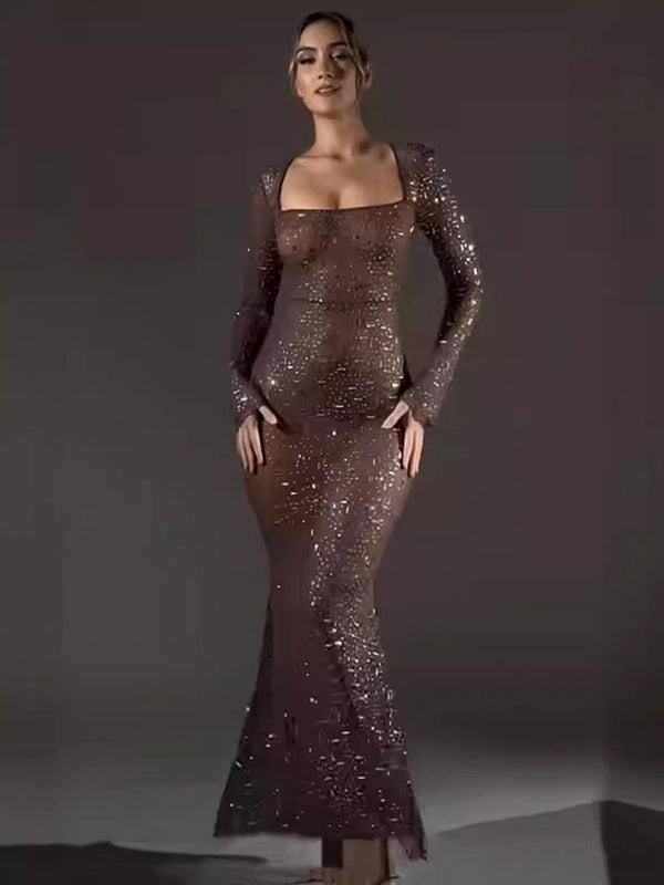 Long Sleeve Sequin Dress