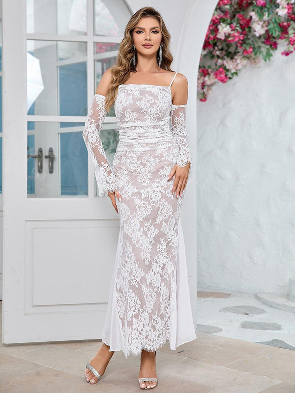 Long Sleeve White Lace Dress