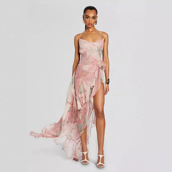 Asymmetrical Floral Dress