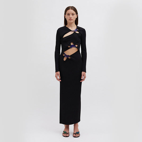 Black Cut Out Midi Dress