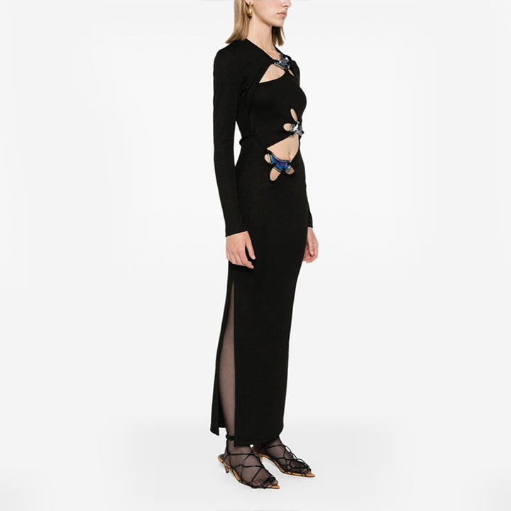 Black Cut Out Midi Dress 2