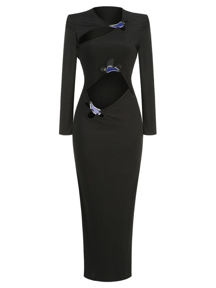 Black Cut Out Midi Dress 3