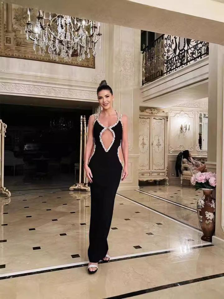 Black Cut Out Rhinestone Dress 3