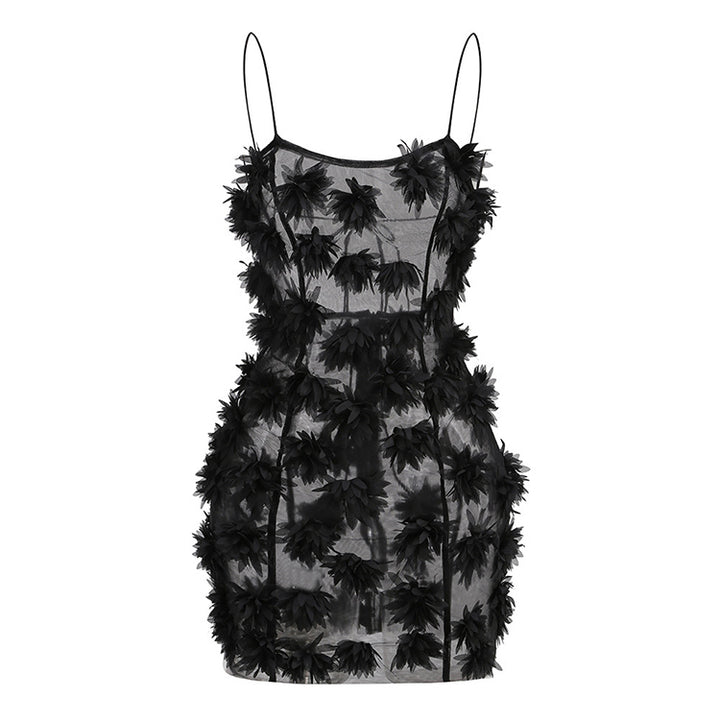 Black Floral Mesh Mini Dress 2