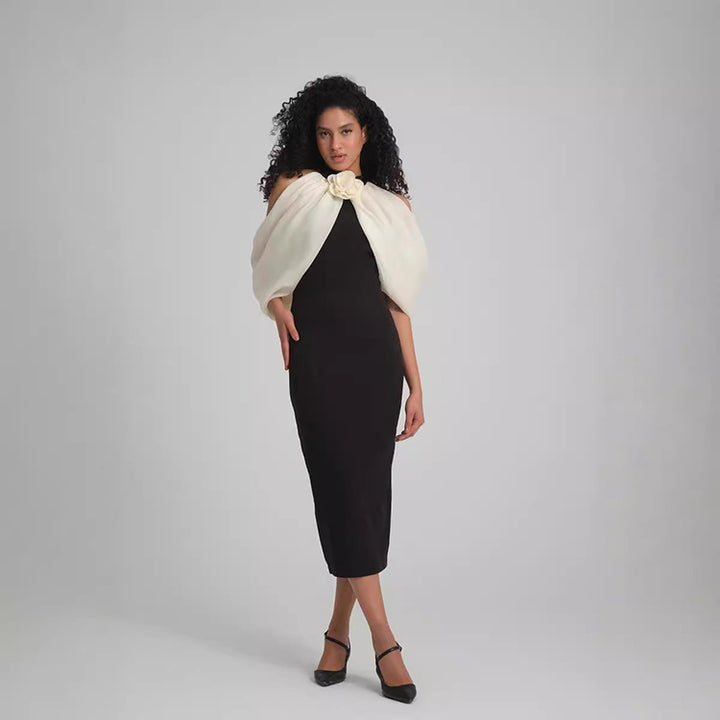 Black Flower Bodycon Dress 4