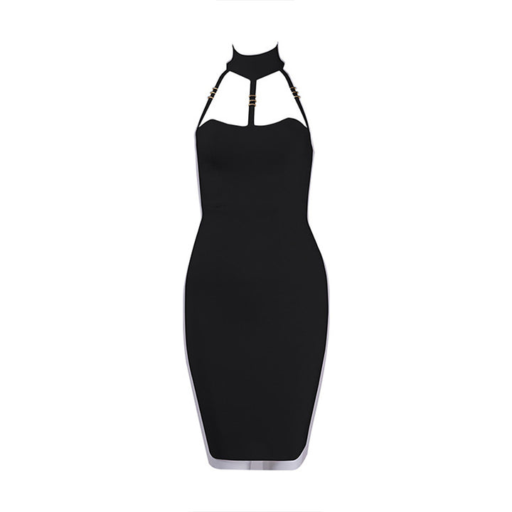 Black High Neck Bodycon Dress 2