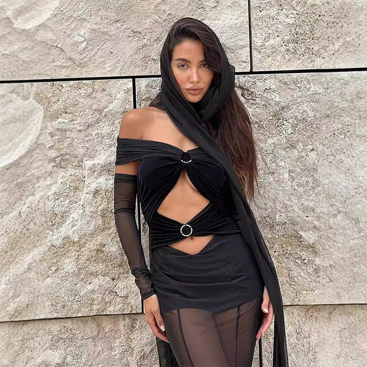 Black Mesh Cut Out Dress 3