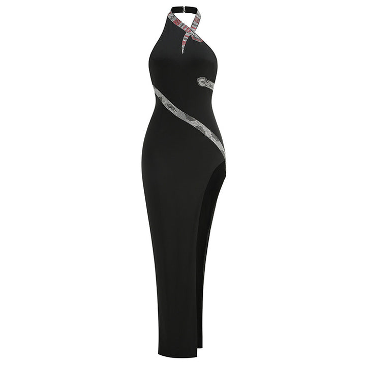Black Sequin Halter Dress 5