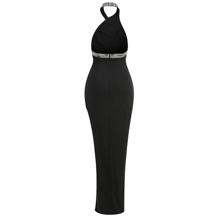 Black Sequin Halter Dress 6