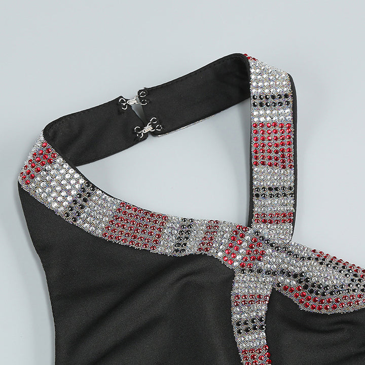 Black Sequin Halter Dress 7