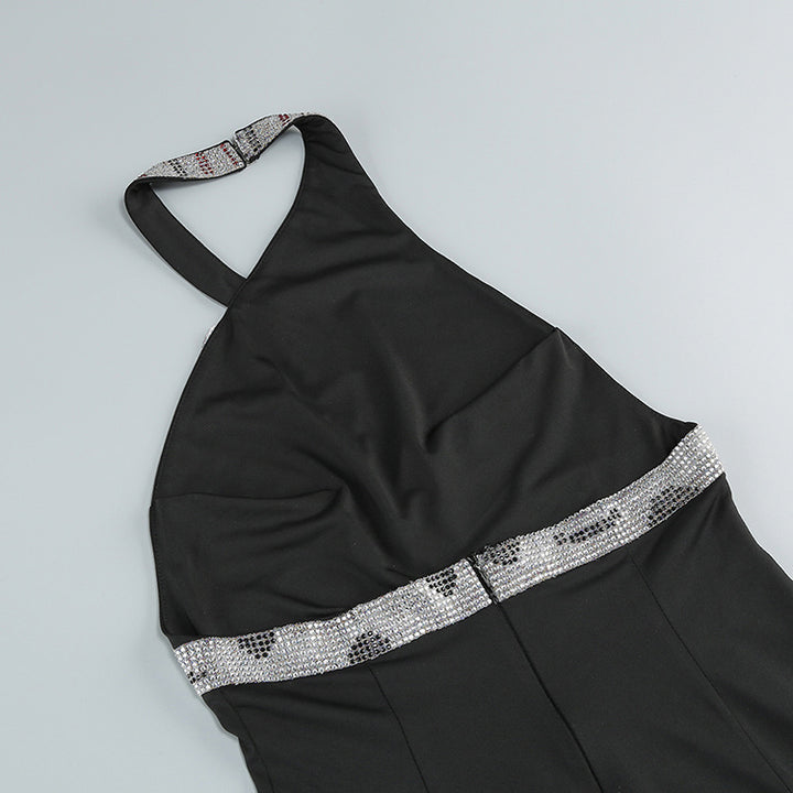 Black Sequin Halter Dress 9