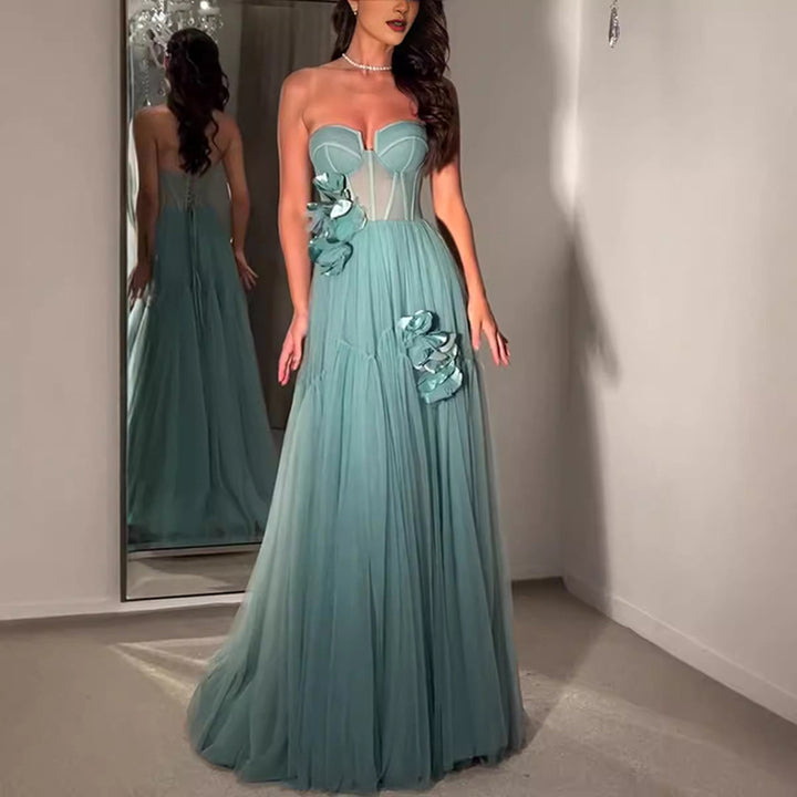 Bule Strapless Floral Gown 1