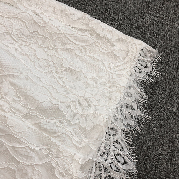 Elegant White Lace Puff Sleeve Dress 12