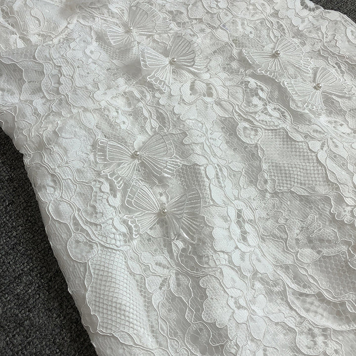 Elegant White Lace Puff Sleeve Dress 13