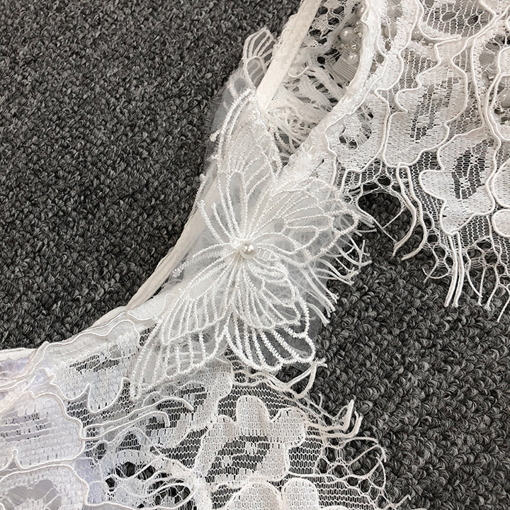 Elegant White Lace Puff Sleeve Dress 9
