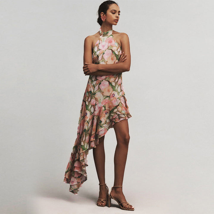 Floral Halter Neck Maxi Dress