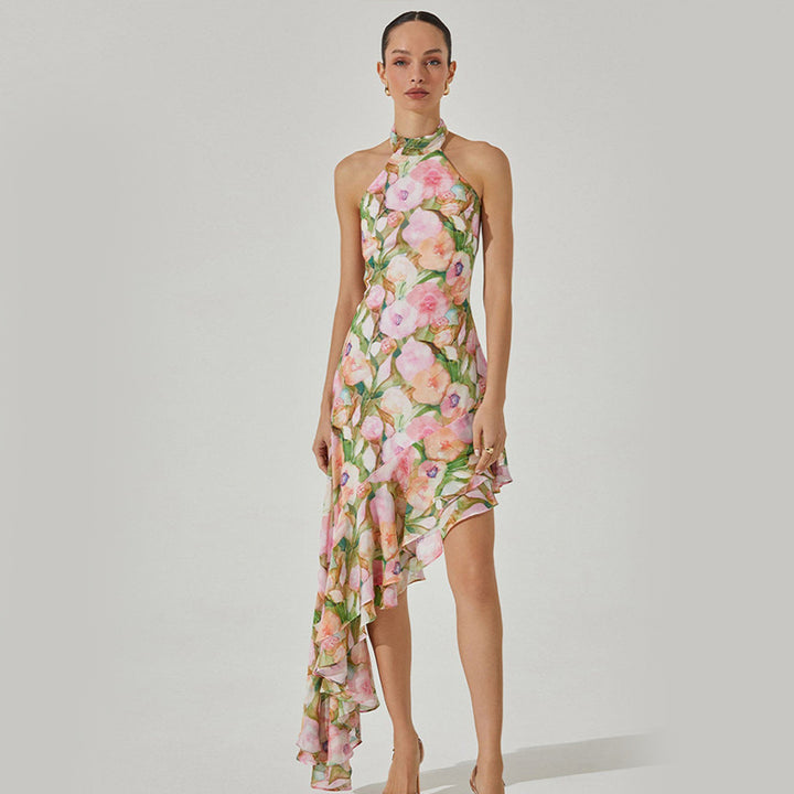 Floral Halter Neck Maxi Dress 2