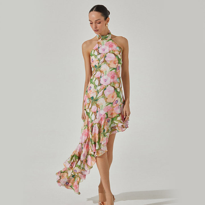 Floral Halter Neck Maxi Dress 3