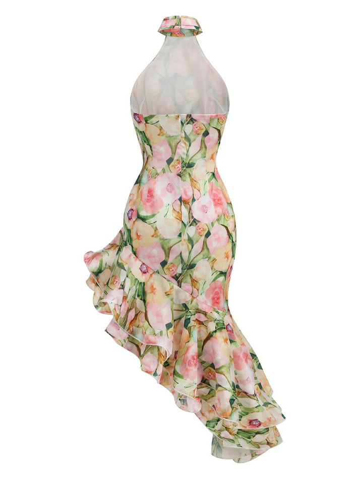 Floral Halter Neck Maxi Dress 4