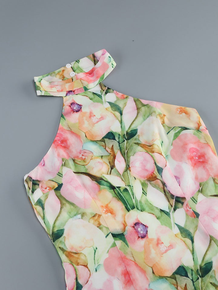 Floral Halter Neck Maxi Dress 5