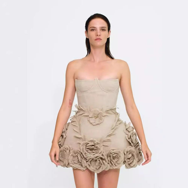 Floral Puffy Corset Dress