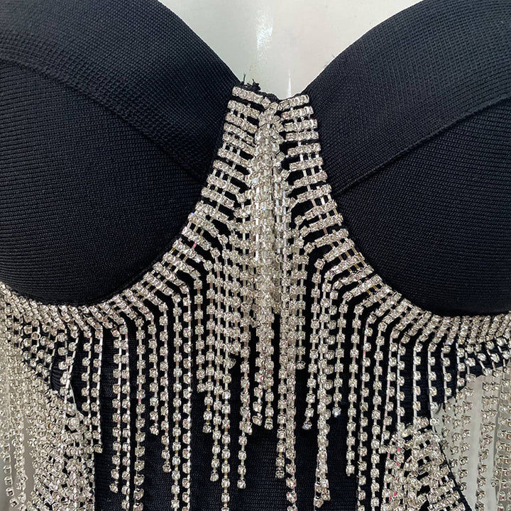 Glamorous Feather Corset Halter Dress 4