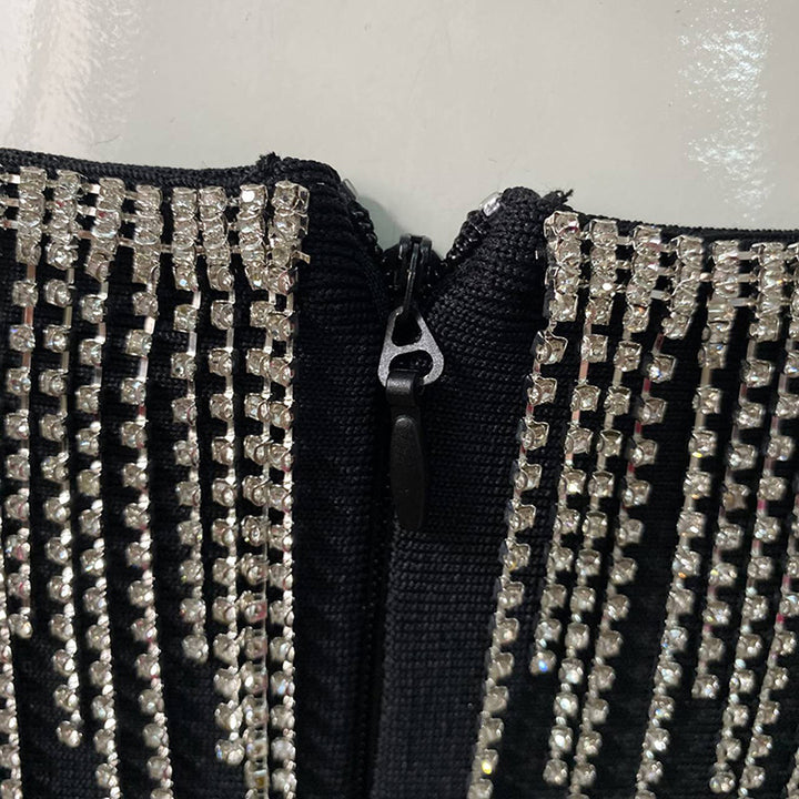 Glamorous Feather Corset Halter Dress 7