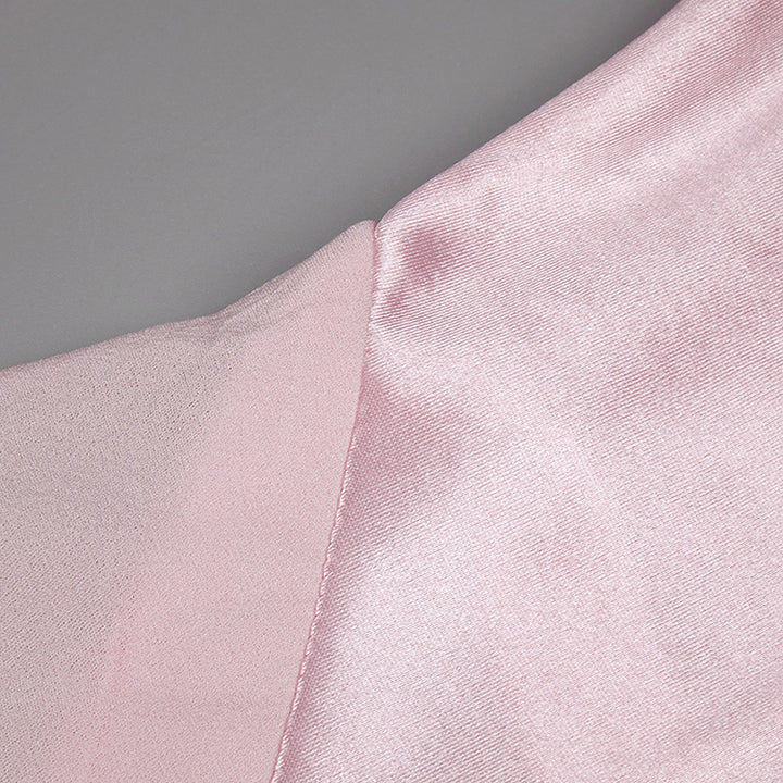 High Neck Backless Satin Dress 17