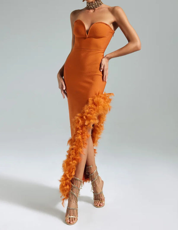 Orange Strapless Dress