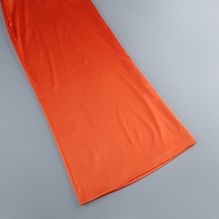 Orange Floral Halter Dress 10