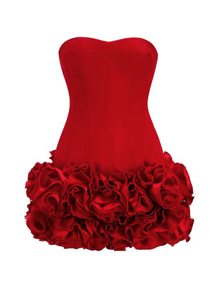 Red Corset Ruffle Mini Dress 2