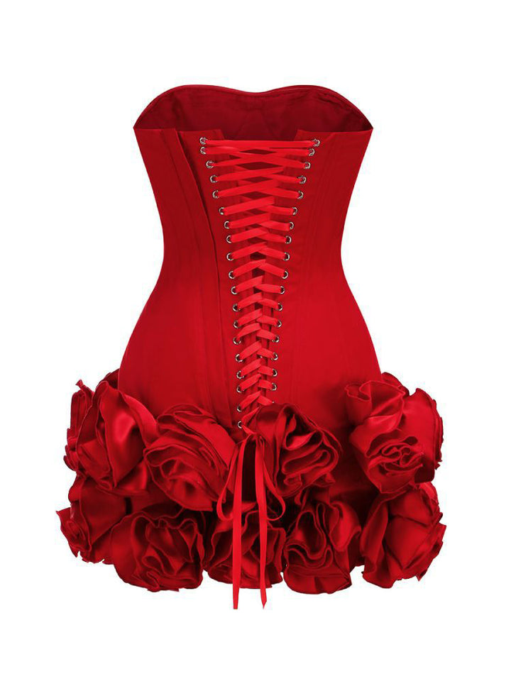 Red Corset Ruffle Mini Dress 3