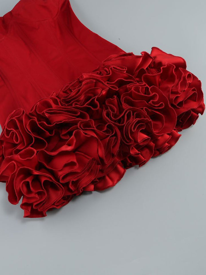 Red Corset Ruffle Mini Dress 4