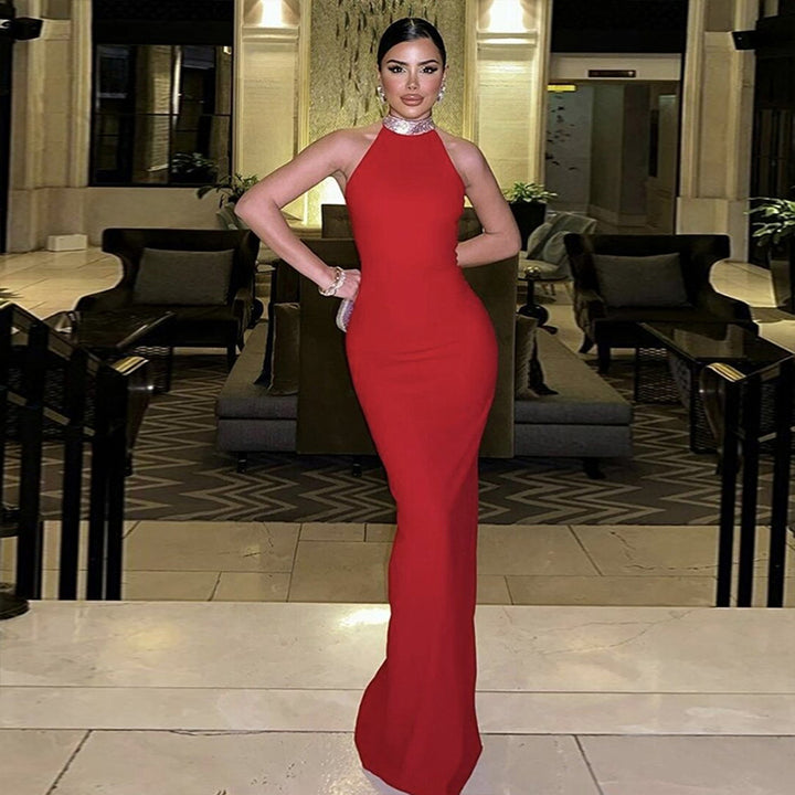 Red Halter Evening Dress