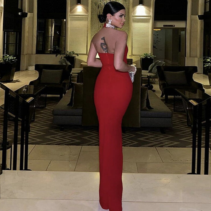 Red Halter Evening Dress 1