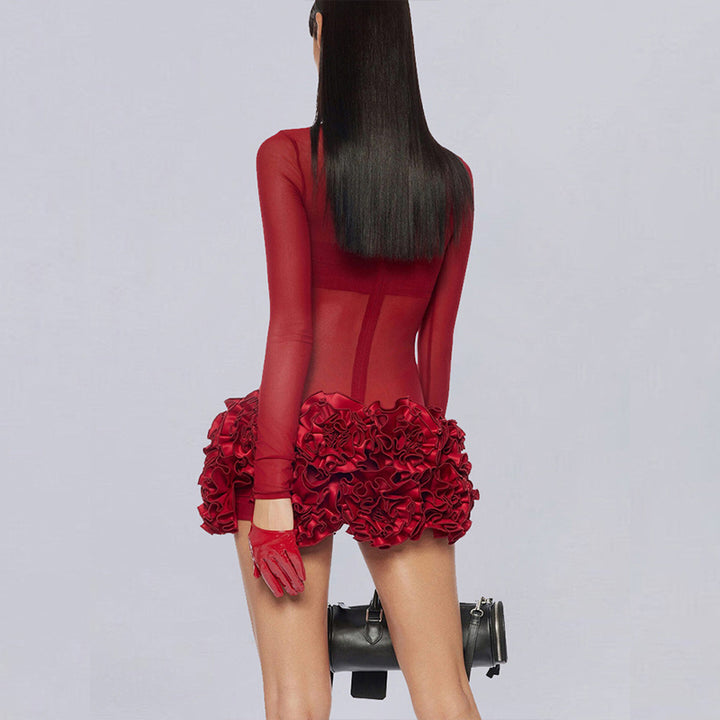Red Sheer Cocktail Dress 1