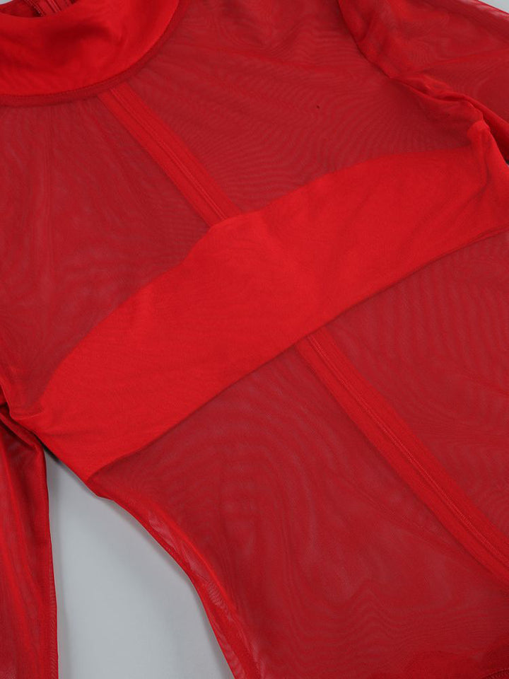 Red Sheer Cocktail Dress 4