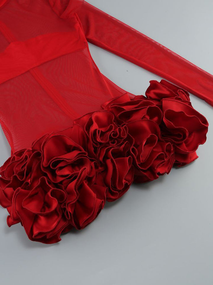 Red Sheer Cocktail Dress 5