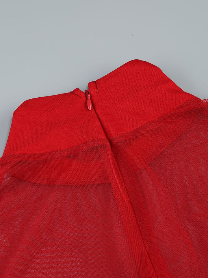 Red Sheer Cocktail Dress 7