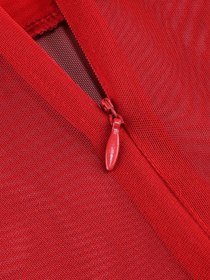 Red Sheer Cocktail Dress 8