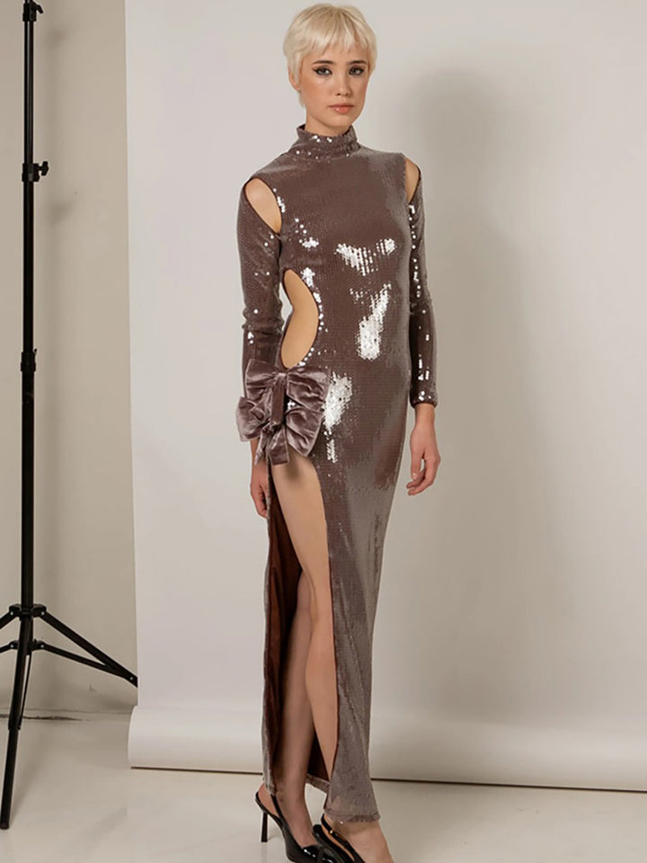 Sequin Cut Out Party Gown 2