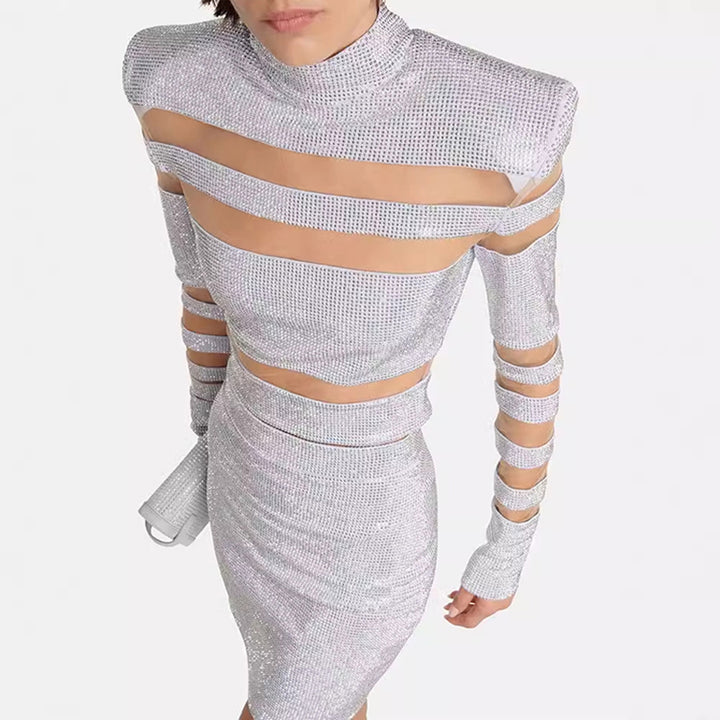 Silver Cut Out Mini Dress 2