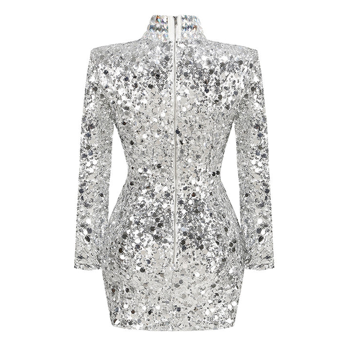 Silver Sequin Party Dress 6