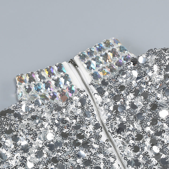 Silver Sequin Party Dress 7