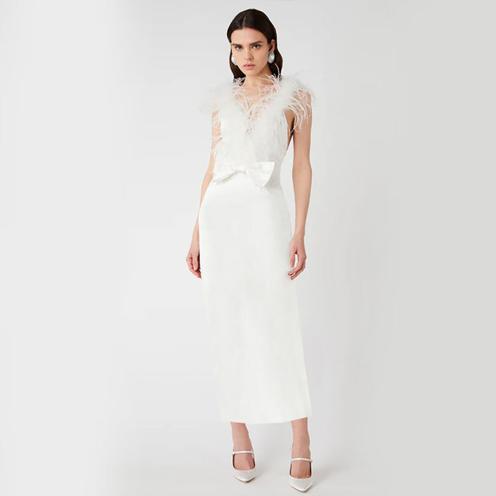 White Feather Bow Gown