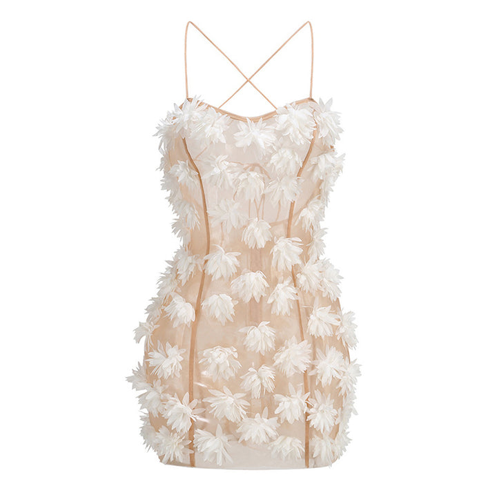 White Floral Mesh Mini Dress 2
