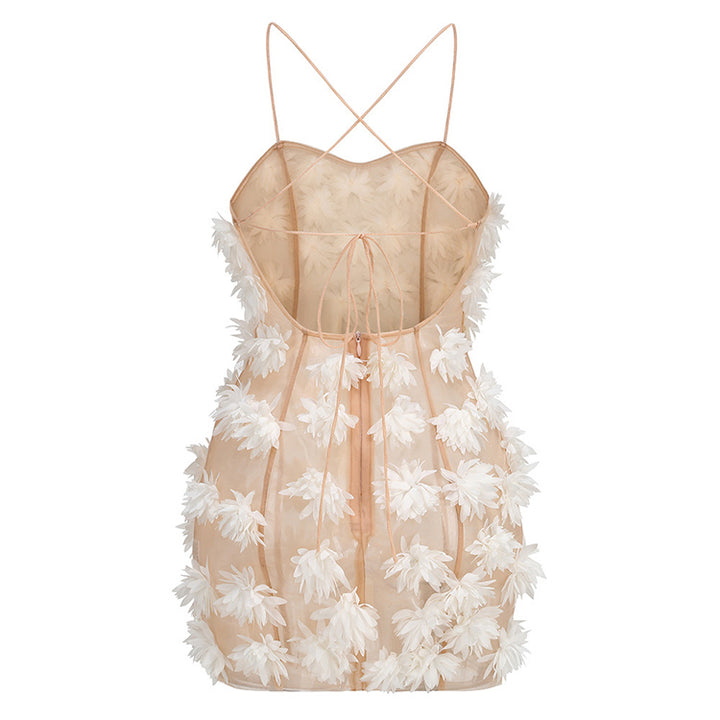 White Floral Mesh Mini Dress 3