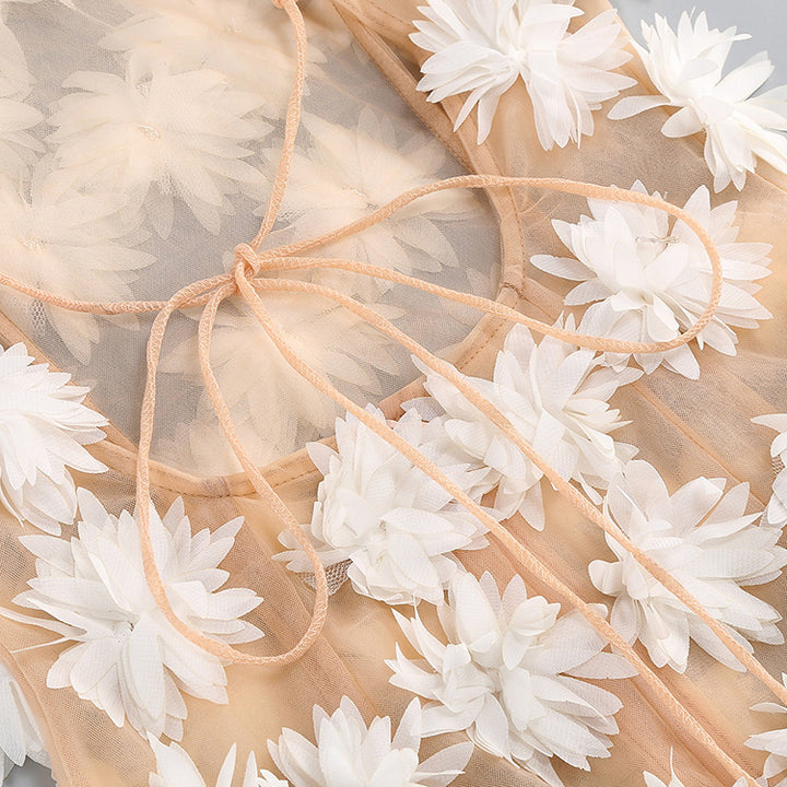 White Floral Mesh Mini Dress 9