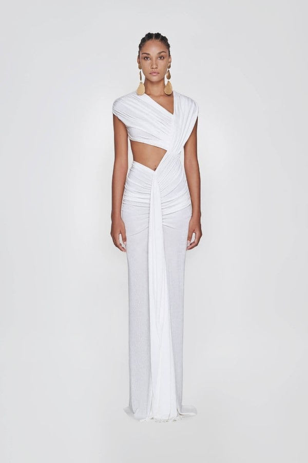 White Off Shoulder Cut Out Dress